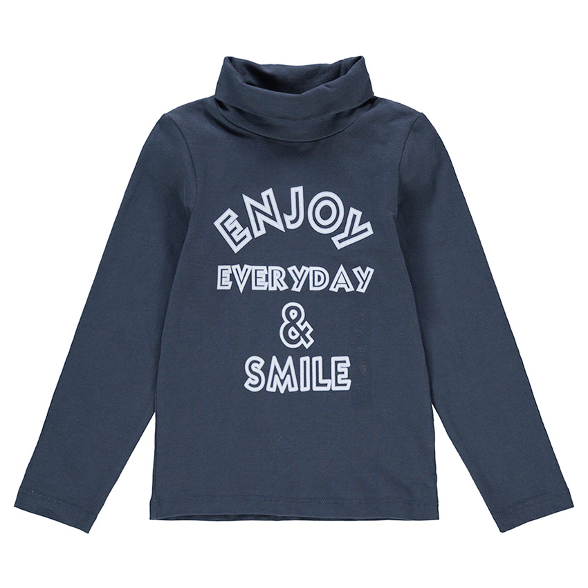 Camiseta interior de punto con cuello vuelto y mensaje estampado 