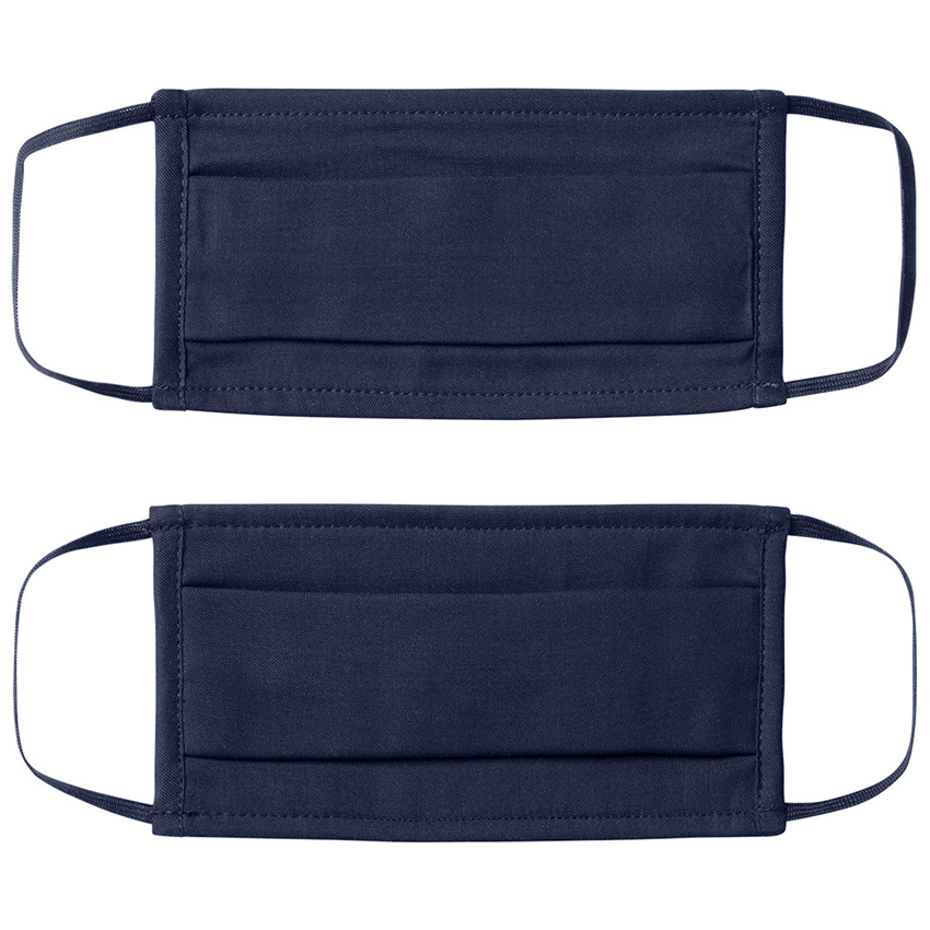 Lot de 2 masques unis enfant AFNOR en tissu - Bleu foncé 