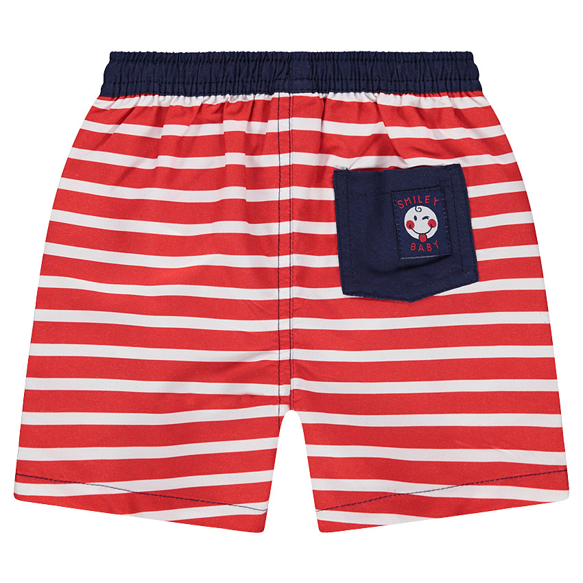 Bóxer de baño con rayas all over y ©Smiley estampado 