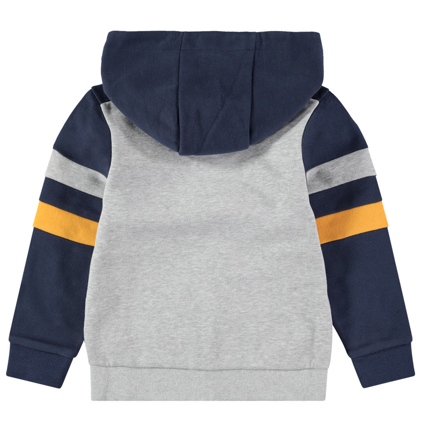 Chaqueta de felpa tricolor con amplia inscripción estampada 