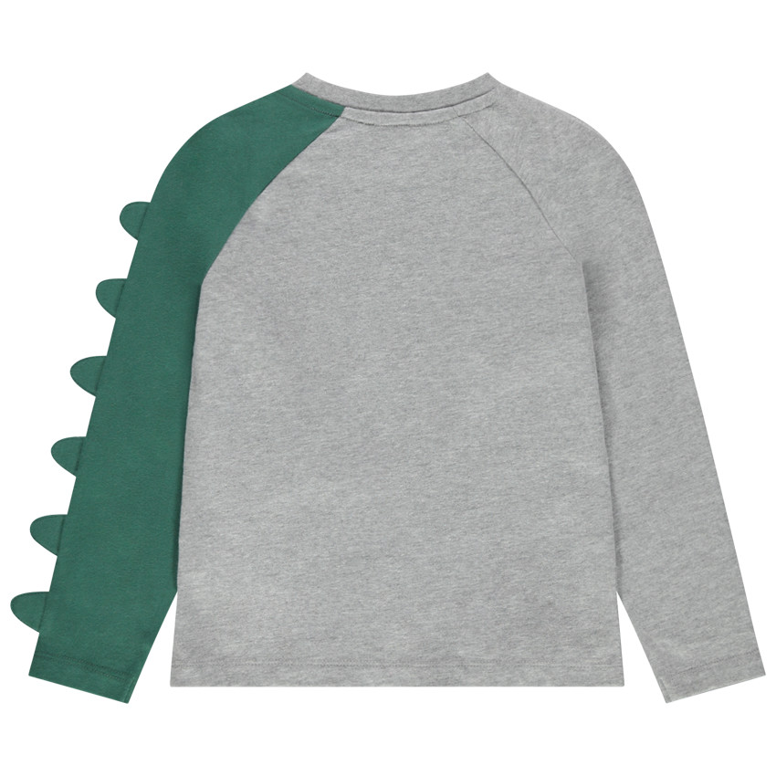 Camiseta de manga larga motivo dinosaurio con cresta en relieve  