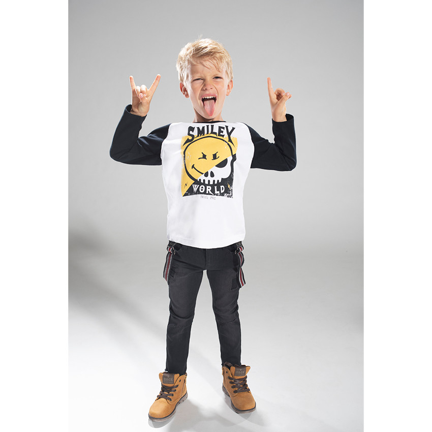Camiseta de manga larga ranglan con estampado ©Smiley y parches 