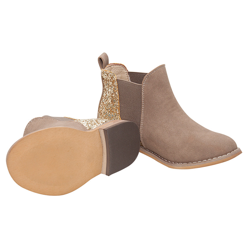 Botines efecto cuero con brillos 