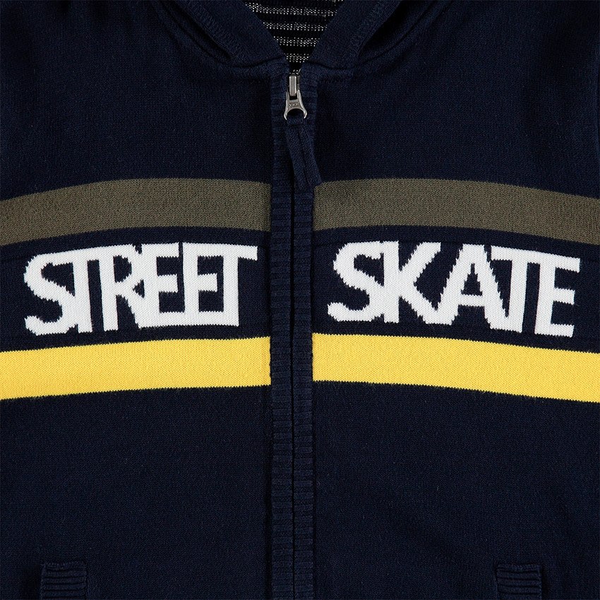 Júnior - Chaqueta con capucha de punto con bandas e inscripciones de jacquard 