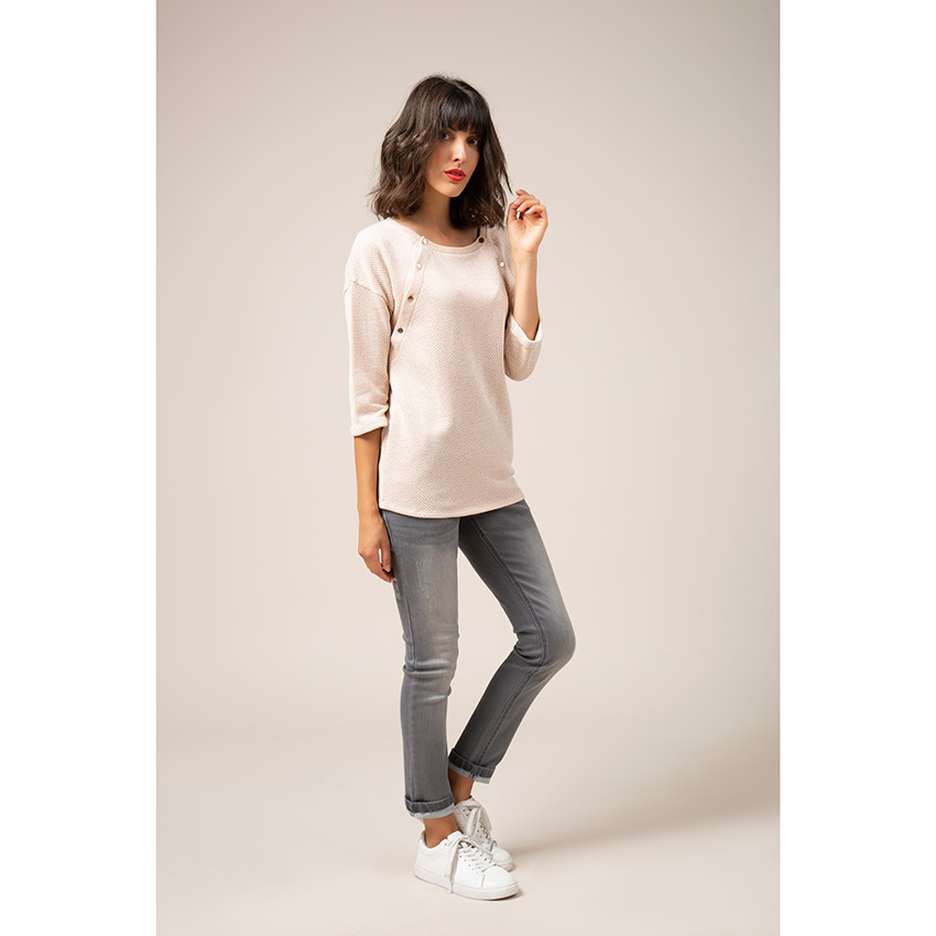 Sudadera de premamá de punto de fantasía con botones por delante 