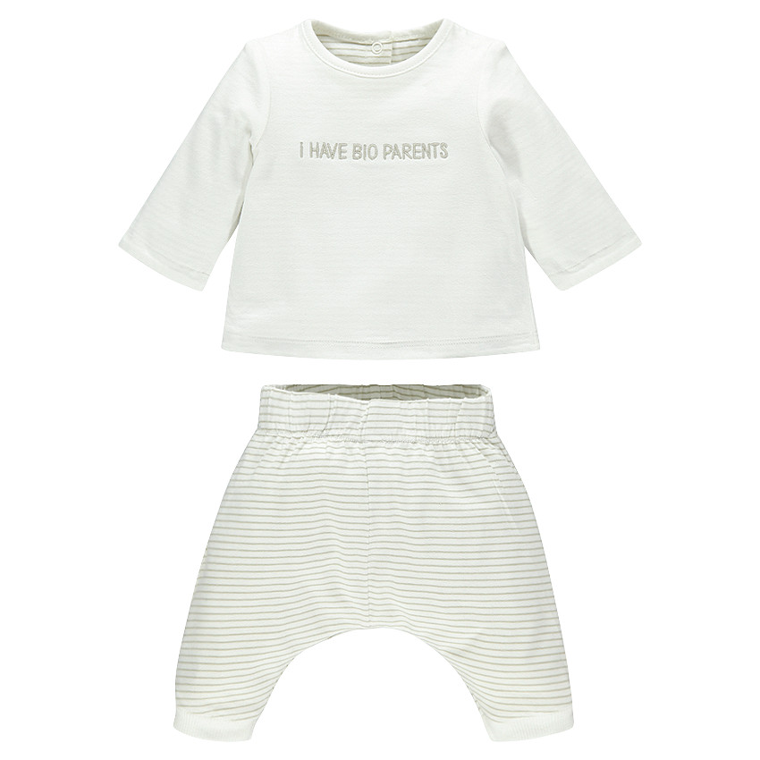 Conjunto camiseta manga larga pantalón reversible de algodón bio 