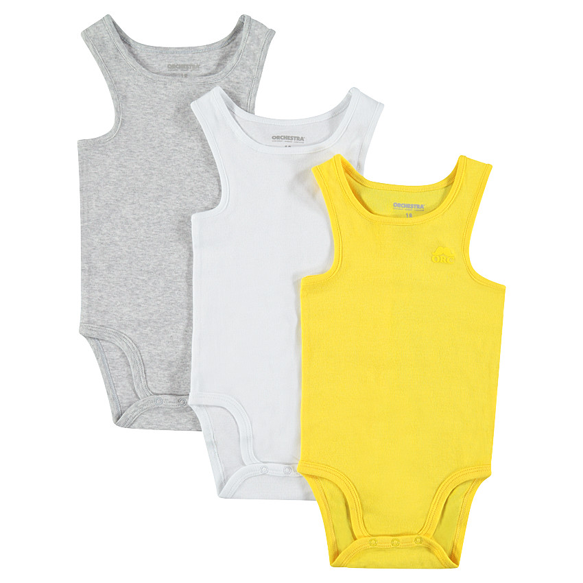 Pack de 3 bodis sin mangas con logo de bigote estampado 