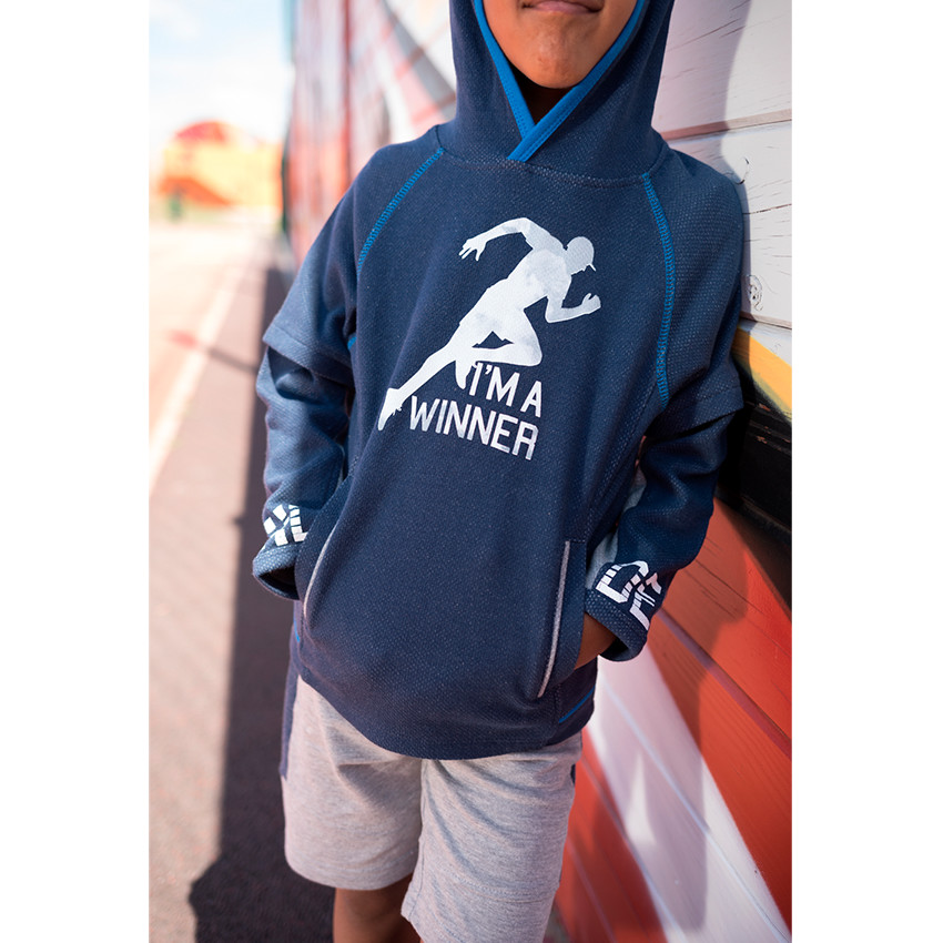 Sudadera de felpa con capucha, estampado de estilo deportivo y bolsillos con cremallera 