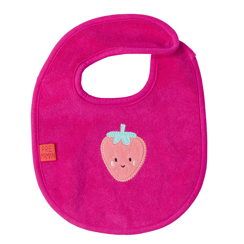 Babero de algodón de toalla con parches de frutas 