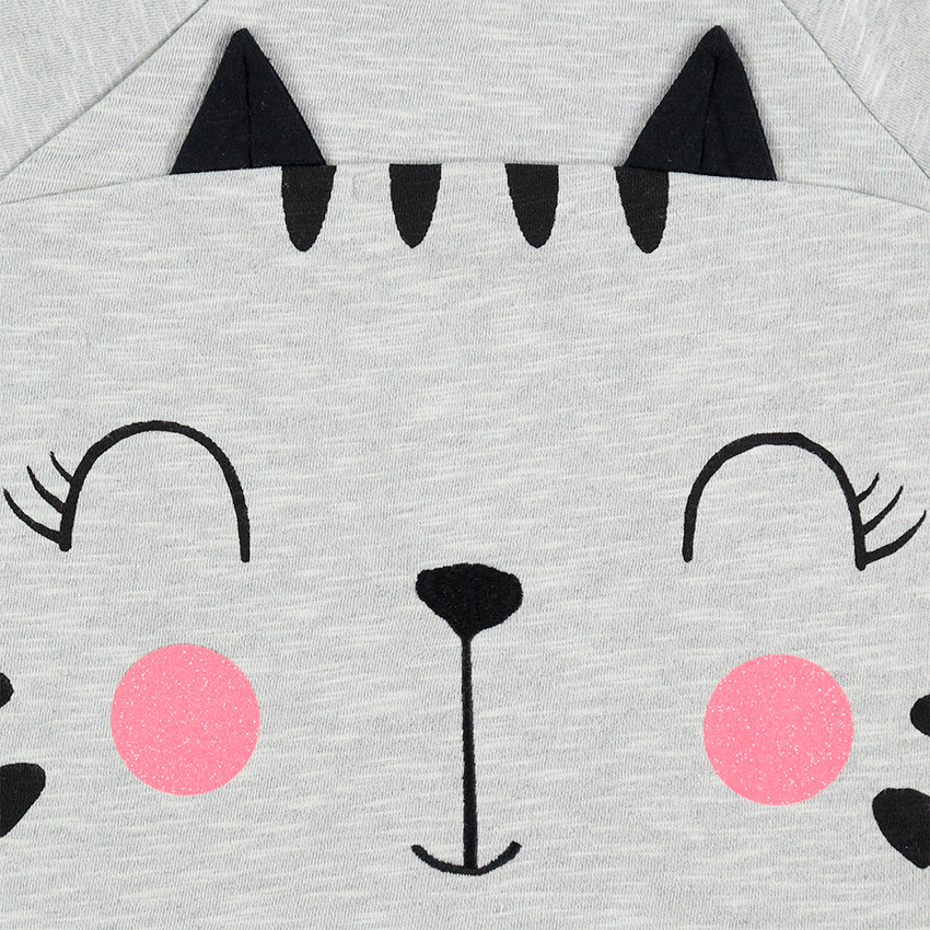 Sudadera de felpa con gato estampado y detalles brillantes  Additional Sudadera de felpa con gato estampado y detalles brillantes