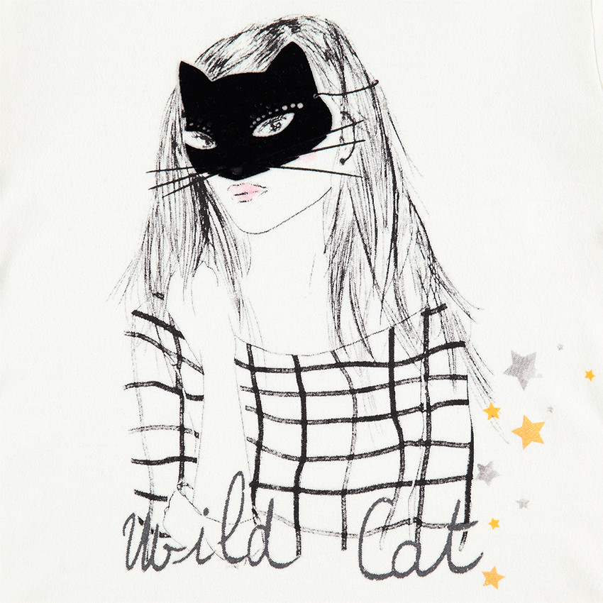 Júnior - Camiseta de punto con cuello alto y estampado de cara enmascarada 