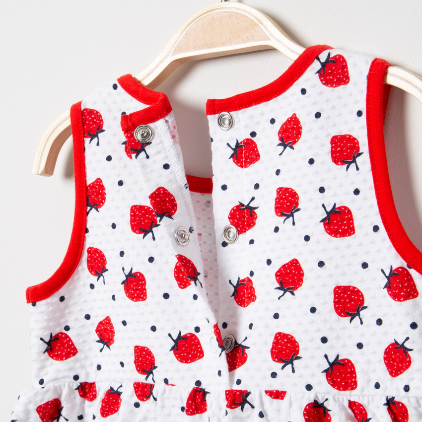 Vestido sin mangas con estampado de fresas all-over 