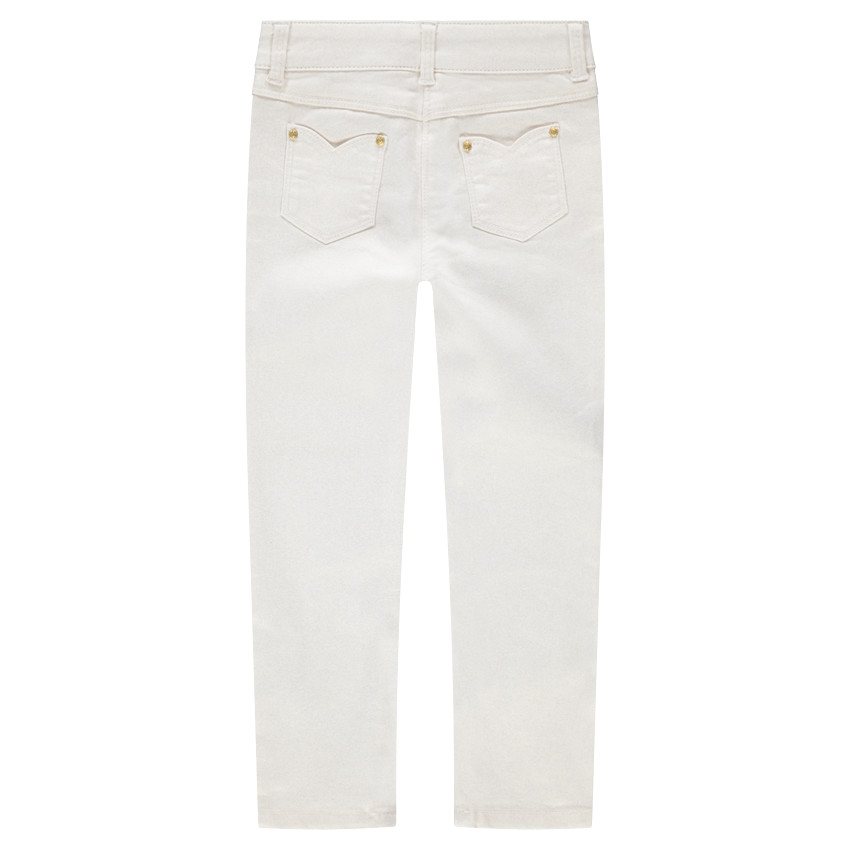 Pantalón de sarga con tratamiento brillante y estrellas bordadas 