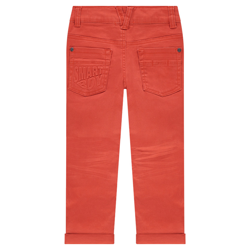 Pantalón con efecto arrugado y bolsillos con inscripción de relieve 