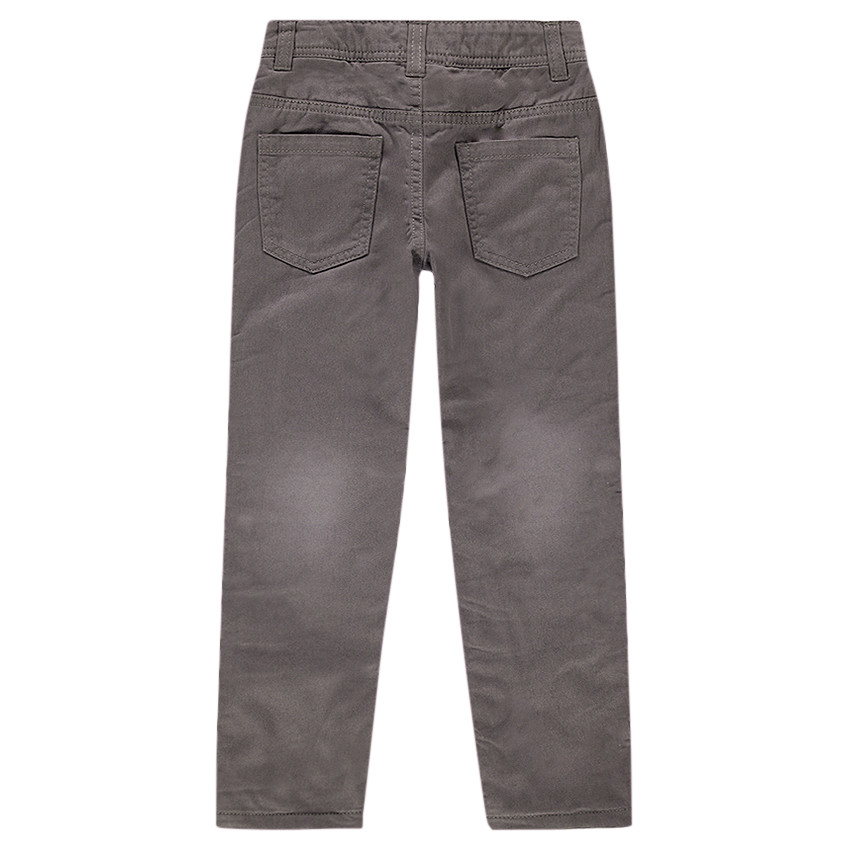 Pantalón recto de popelina de algodón con forro de micropolar 