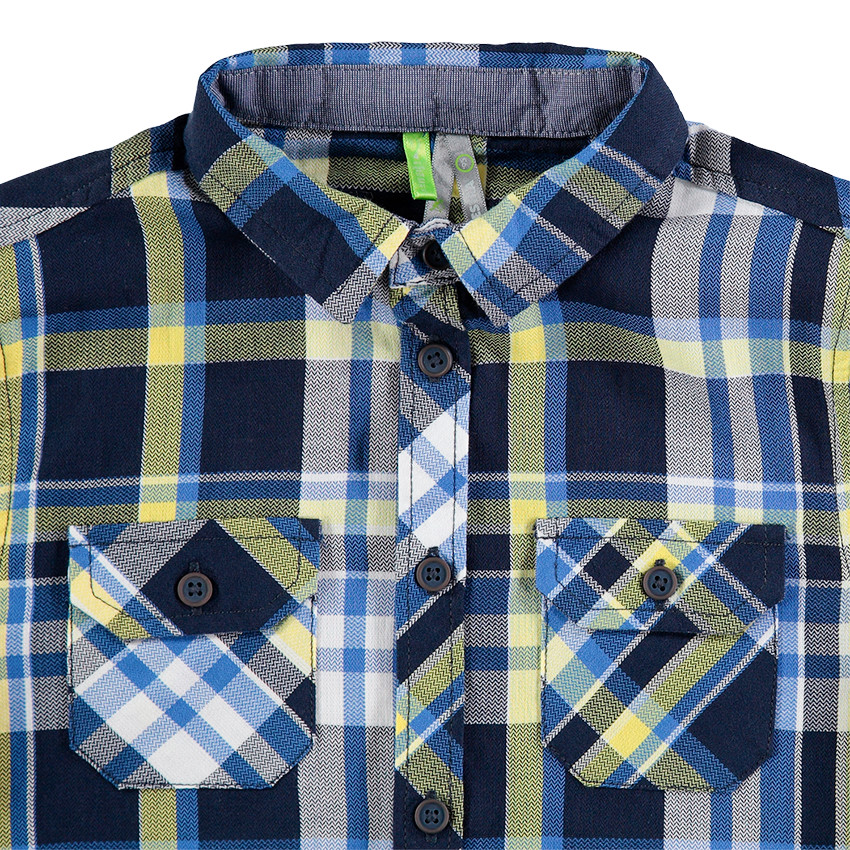 Júnior - Camisa de manga larga a cuadros con bolsillos 