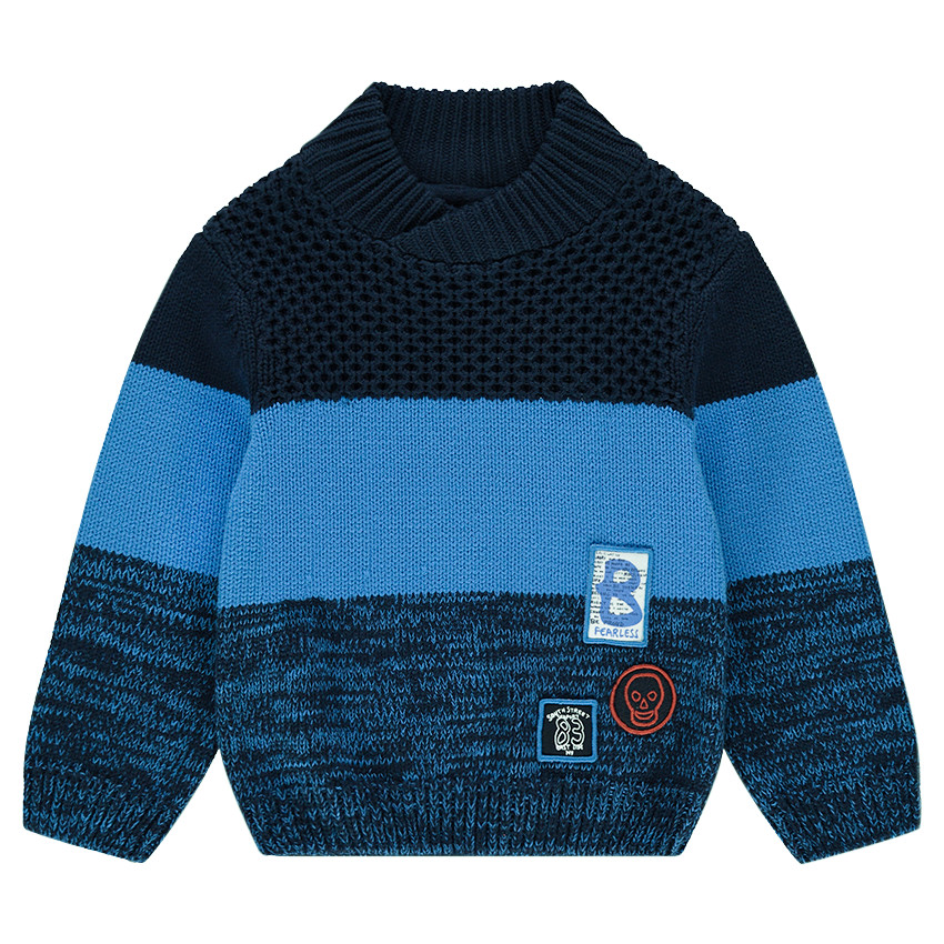 Jersey con bandas en contraste y parches de insignias 