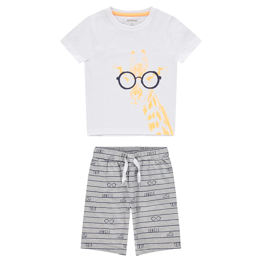 Pijama de punto con camiseta con estampado de jirafa con gafas 