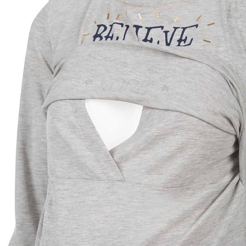 Camiseta manga larga abertura para lactancia con motivos estampados 
