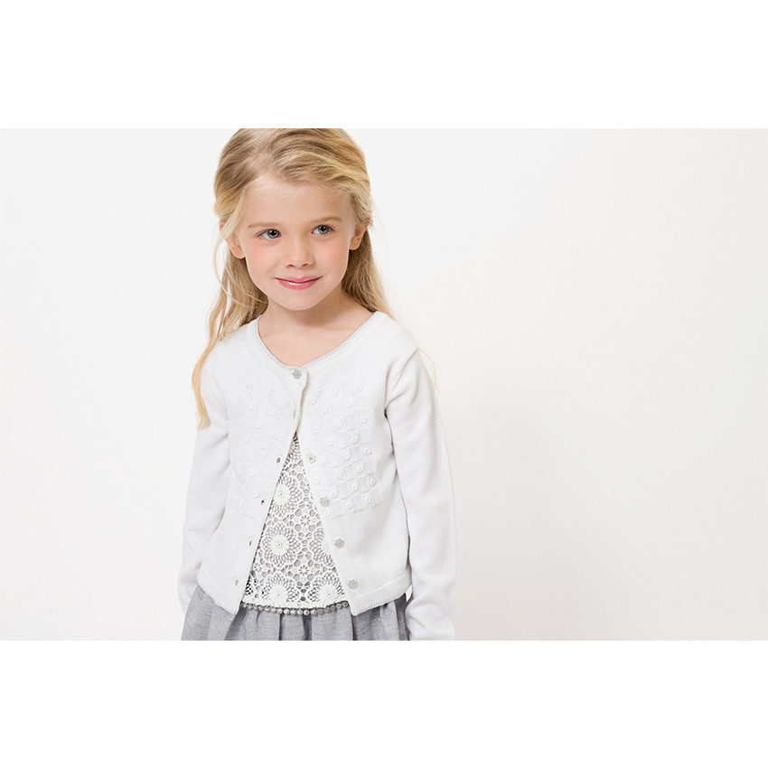 Chaqueta suave con malla en relieve y botones brillantes 