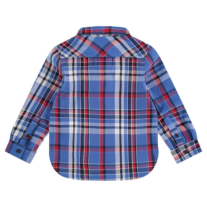 Camisa de manga larga con grandes cuadros en contraste 