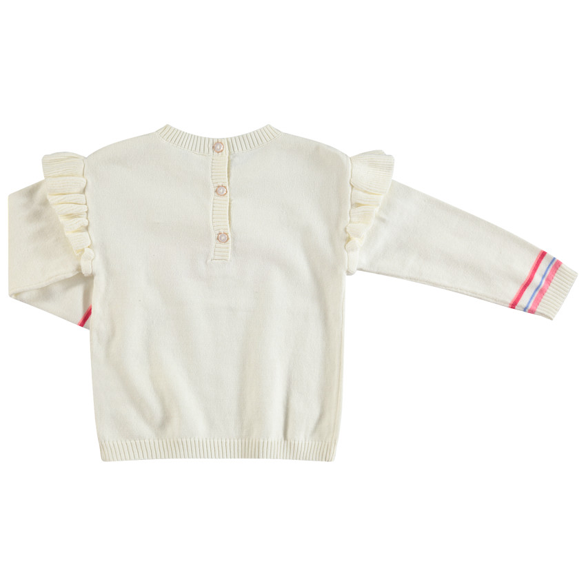 Jersey de punto fino con mangas con volantes y mariposa bordada  Additional Jersey de punto fino con mangas con volantes y mariposa bordada