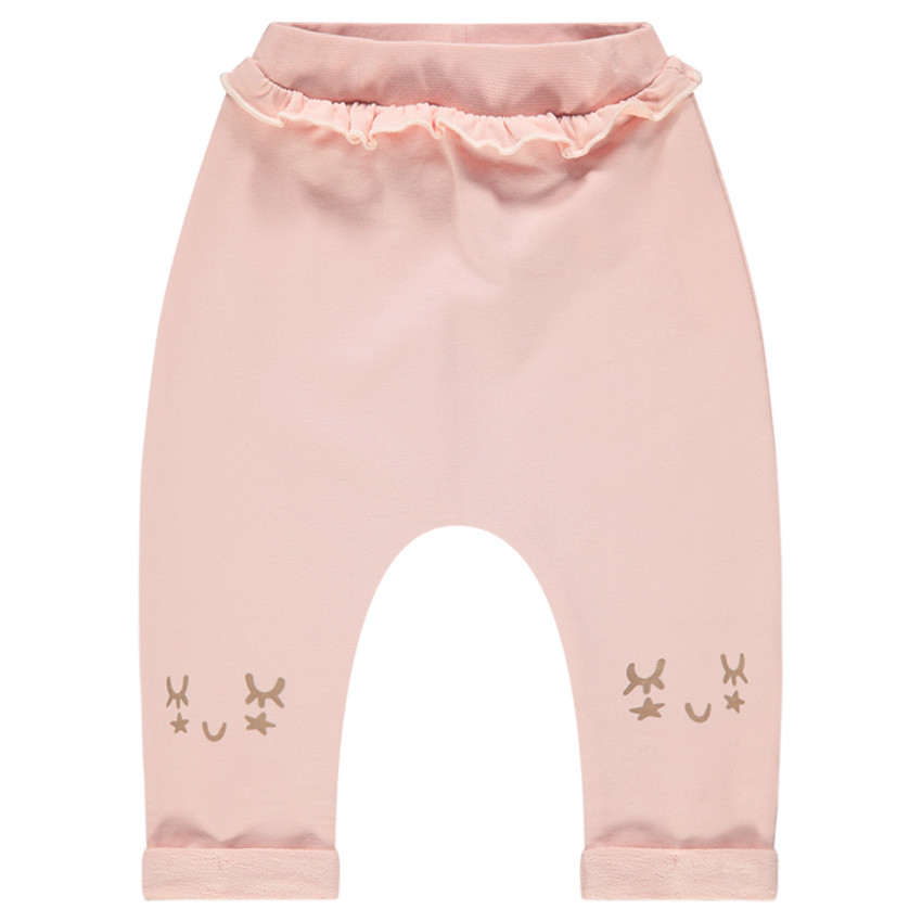 Pantalón de chándal de felpa lisa con detalles estampados 