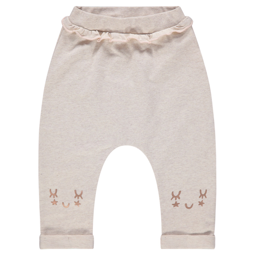 Pantalón de chándal de felpa lisa con detalles estampados 