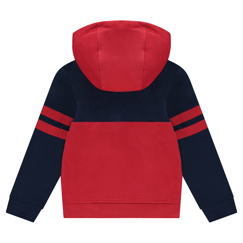 Júnior - Sudadera con capucha de felpa con cremallera y bandas en contraste 