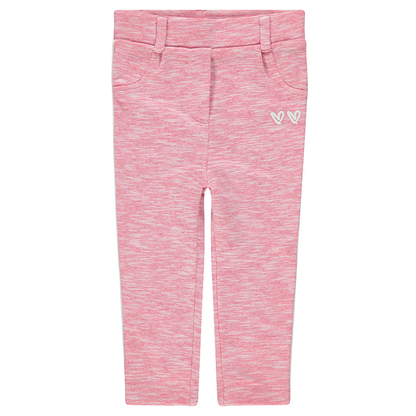 Pantalón con forro de punto gris trenzado con bandas en contraste  