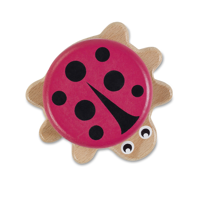 Sonajero madera Mariquita - Rosa 