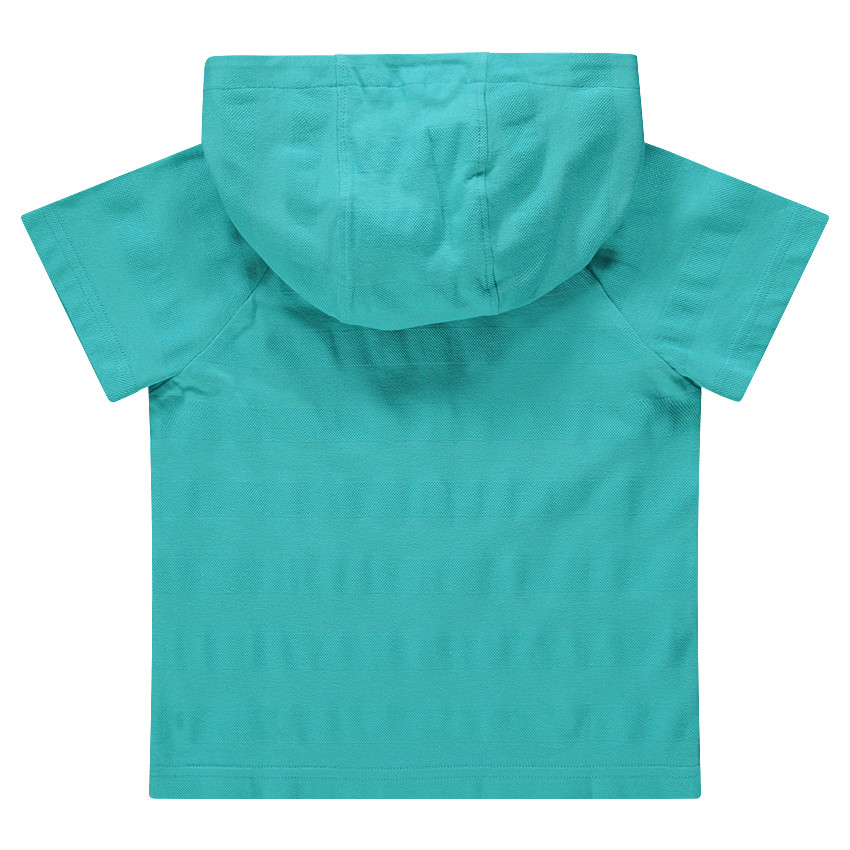 Camiseta de manga larga con capucha e inscripción bordada y bolsillo 