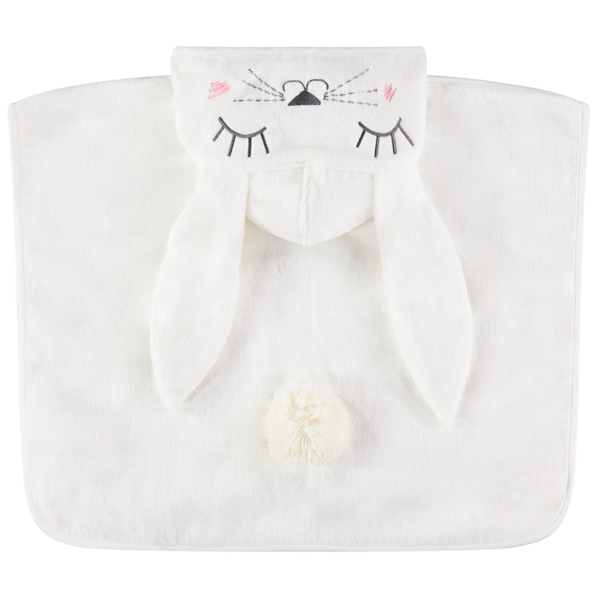 Poncho de baño motif lapin à capuche brodée  