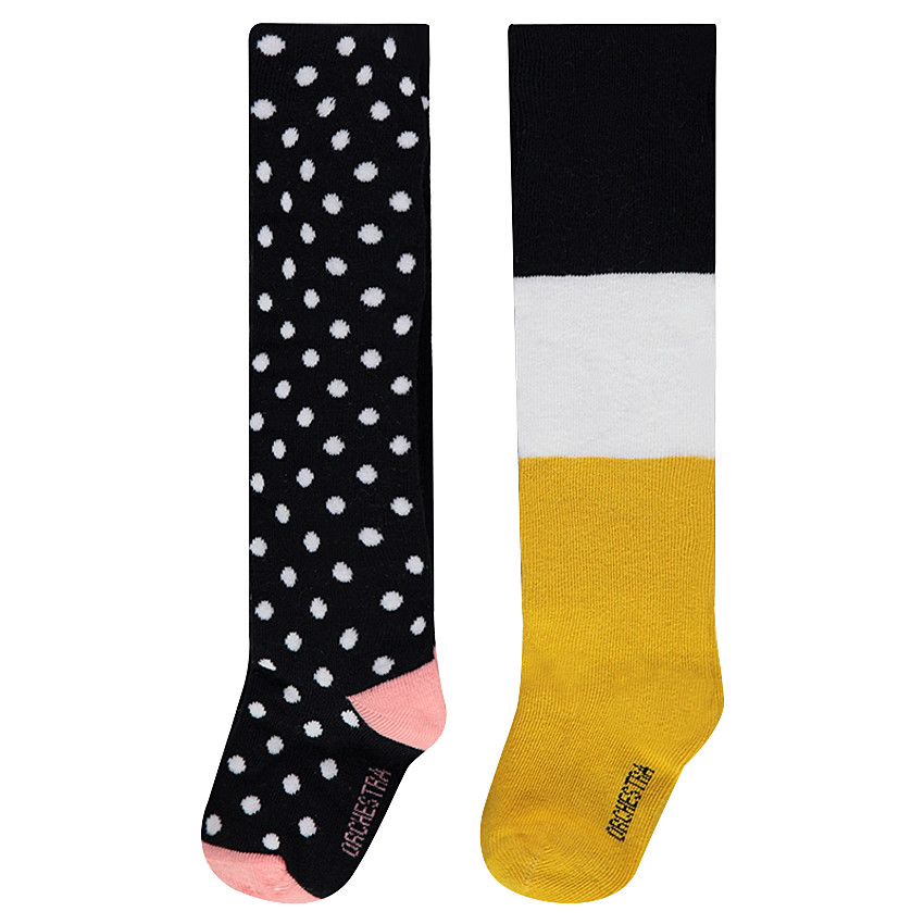 Juego de 2 leotardos con lunares all over de jacquard y contrastes  