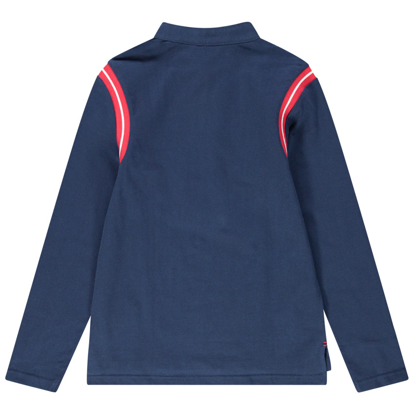 Júnior - Polo de manga larga con bandas que contrastan en las sisas 