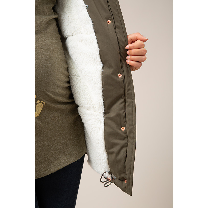Parka de embarazo evolutiva con forro de sherpa 