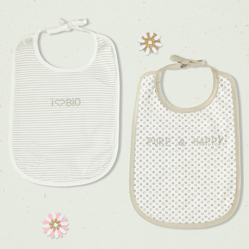 Lote de 2 baberos de rizo de algodón con rayas 