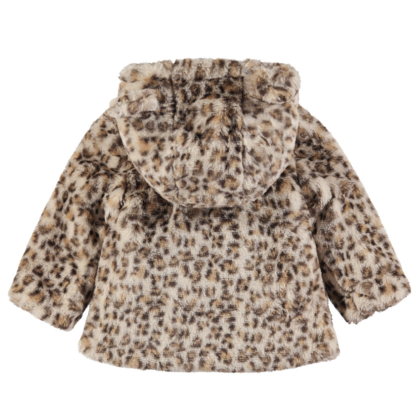 Abrigo de pelo sintético de leopardo con orejas en la capucha  Additional Abrigo de pelo sintético de leopardo con orejas en la capucha