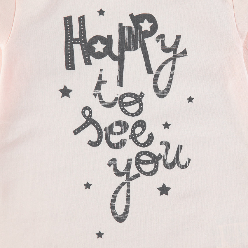 Camiseta de manga larga rosa claro y mensaje estampado  Additional Camiseta de manga larga rosa claro y mensaje estampado