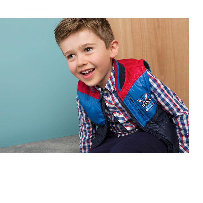 Camisa de manga larga de cuadros con 2 bolsillos 