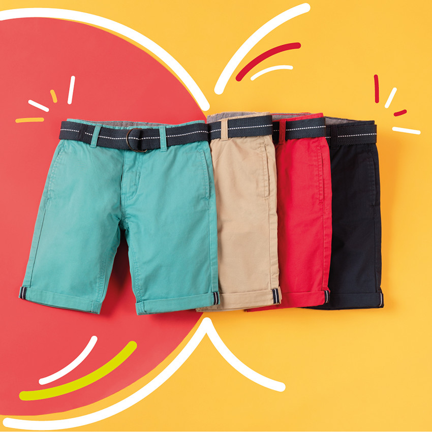 Bermudas lisas de tela y cinturón desmontable 