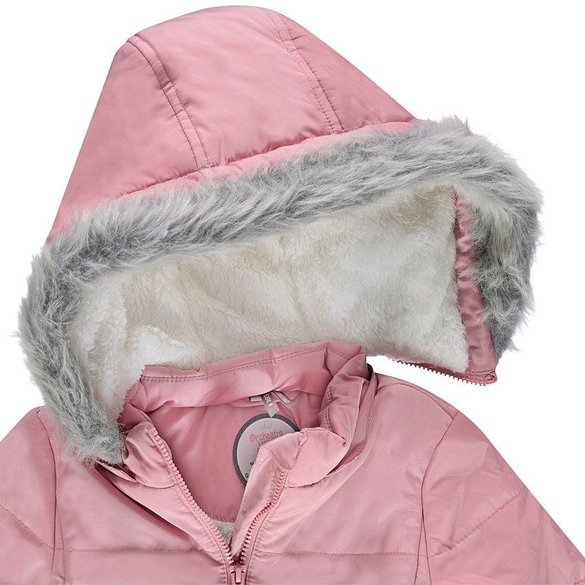 Parka acolchada con capucha extraíble y forro de sherpa 