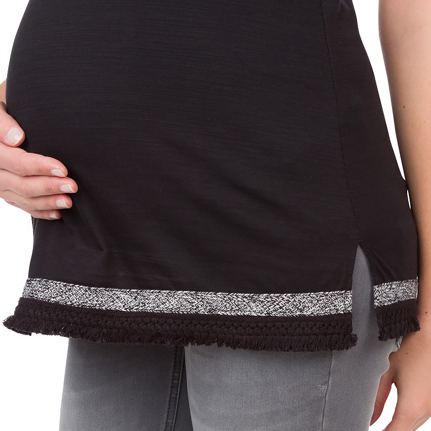 Tee-shirt manches courtes de grossesse avec biais fantaisie 