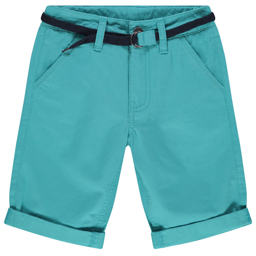 Bermudas de algodón lisas con cinturón ajustable 