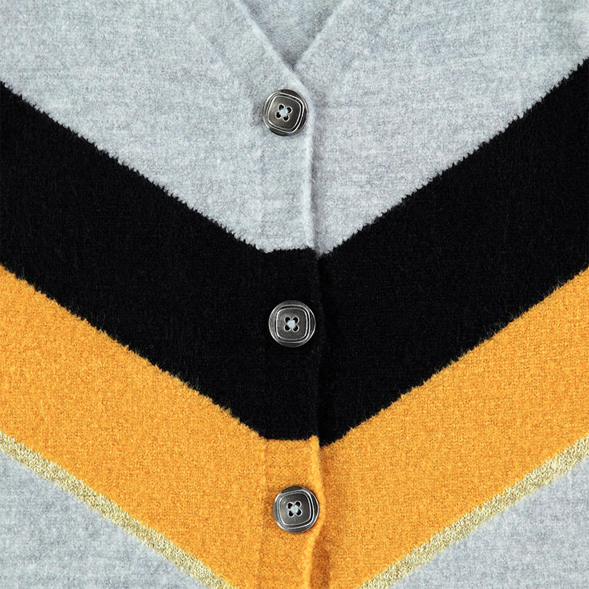 Júnior - Chaqueta larga de punto jaspeado con bandas que contrastan 