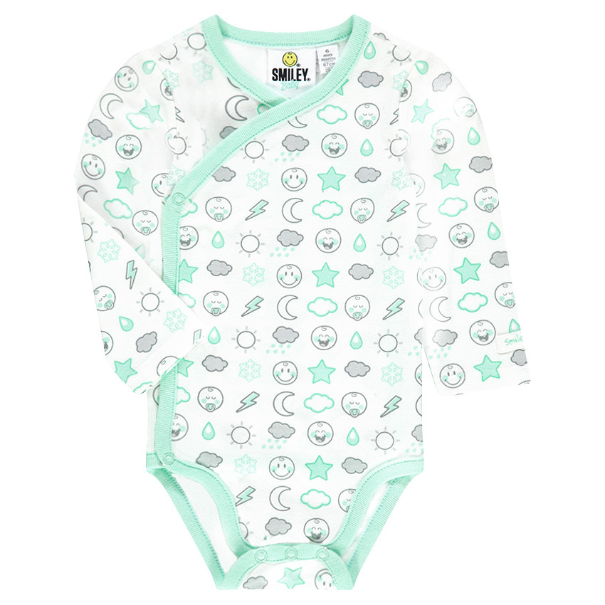 Body de manga larga de punto con estampado ©Smiley Baby  all over. 