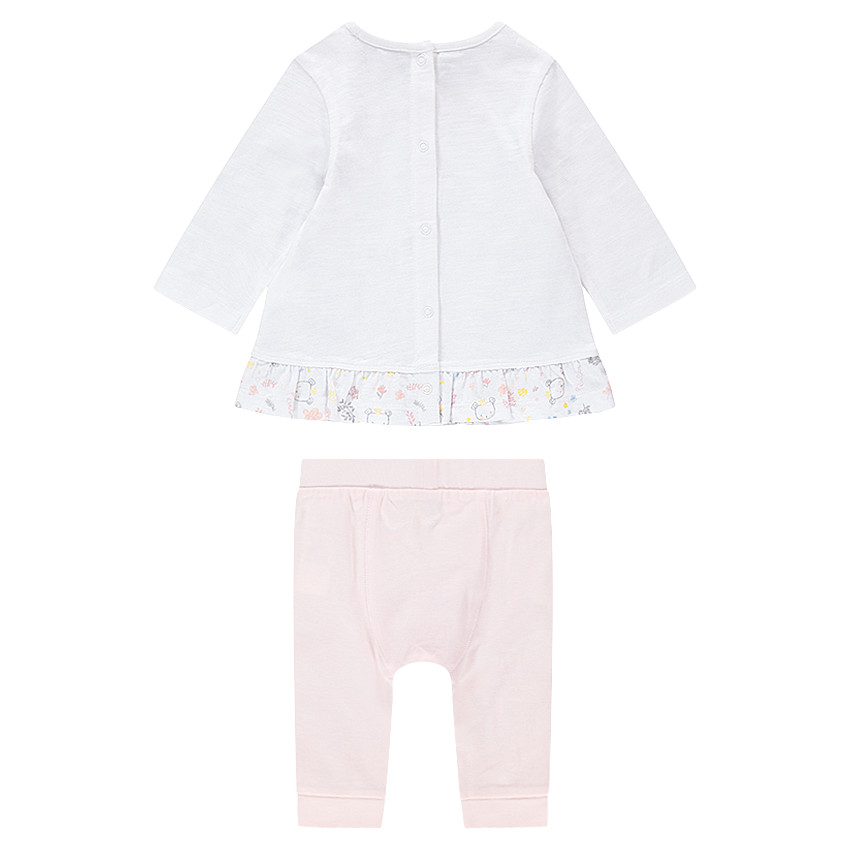 Conjunto de túnica de manga larga con koala estampdo y pantalones lisos 