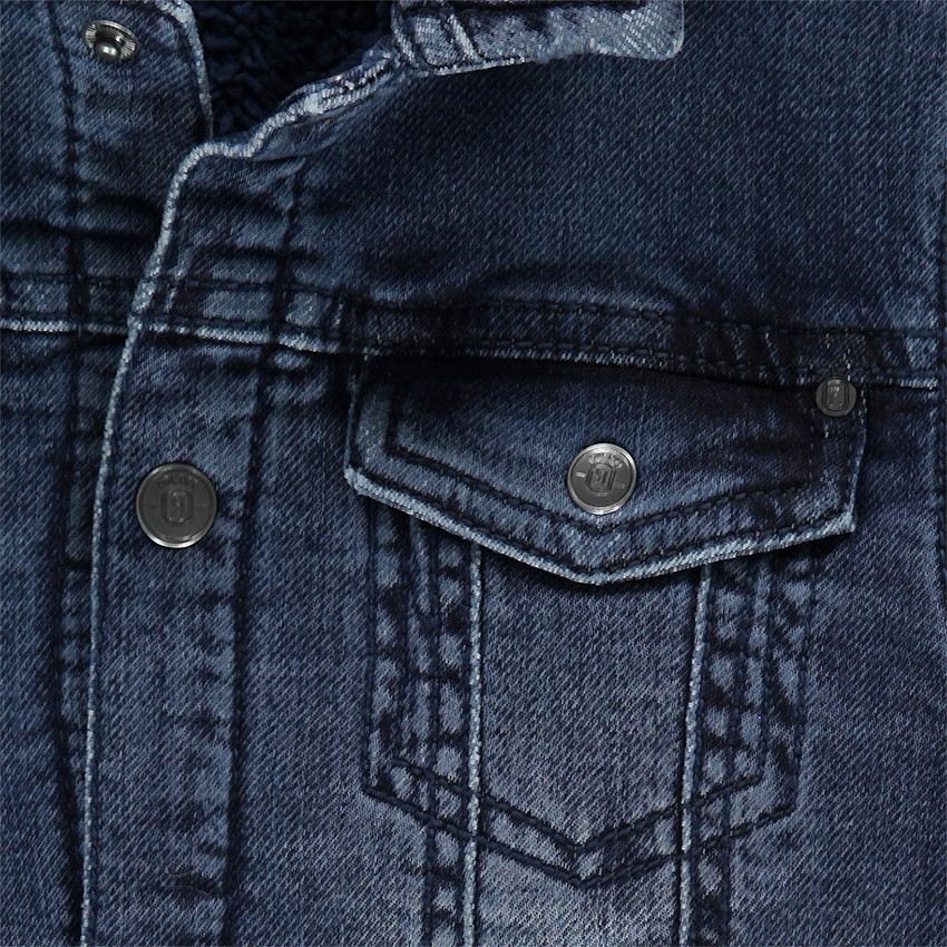 Junior - Veste en jeans effet used doublée sherpa 
