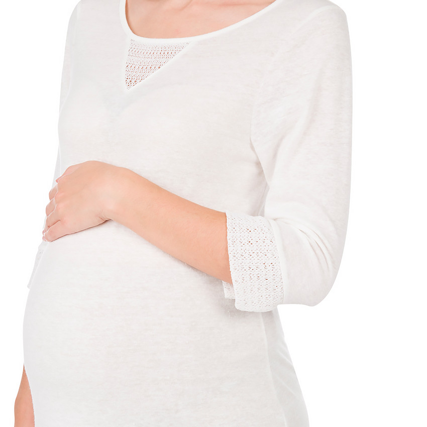 Camiseta de premamá de manga 3/4 con apliques de encaje 