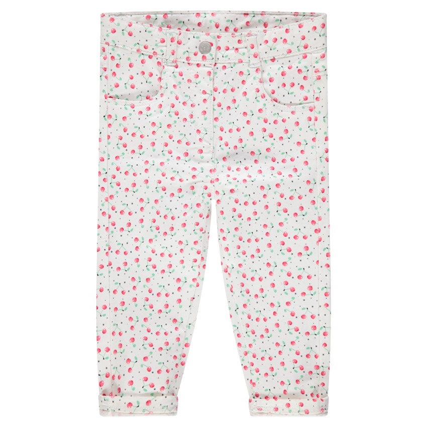 Pantalón de algodón con cerezas estampadas all over 